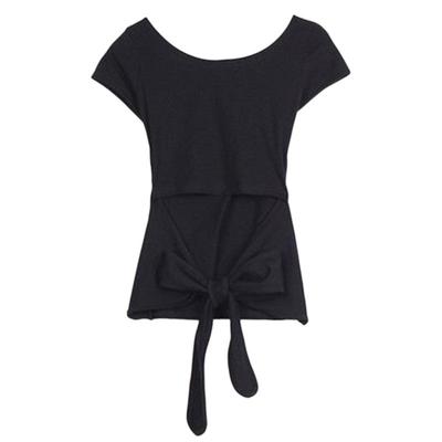 黑色t恤女短袖2024新款低领紧身u领打底衫纯棉大领口短款春夏上衣