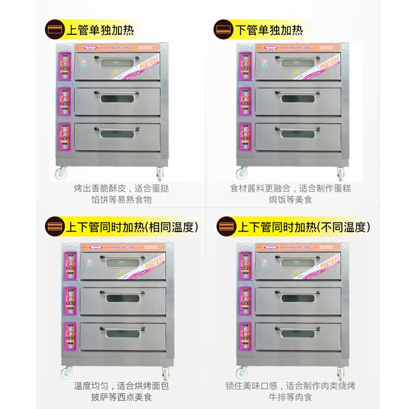 新南方不锈钢YXD60C三层六盘商用全自动大容量披萨面包烘焙电烤箱