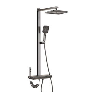 eclerbc爱登堡数显恒温淋浴花洒套装方管贴墙安装环绕氛围灯枪灰