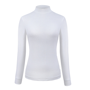 宜而爽女士纯棉秋衣半高领上衣全棉薄款基础保暖内衣女打底棉毛衫