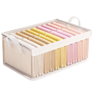 8个装 家用衣柜放衣服裤子衣物收纳箱透明带盖分层整理筐柜神器