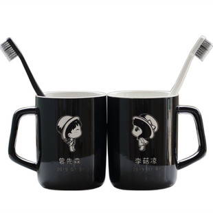 高档北欧漱口杯简约陶瓷牙缸洗漱杯一对情侣口杯家用牙刷杯套装