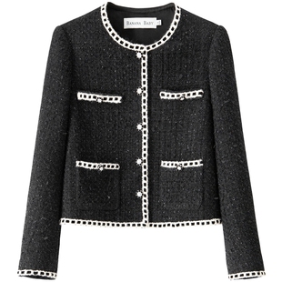 【绵羊毛】BANANA BABY2026年春新款小香风轻奢亮丝粗花呢外套女