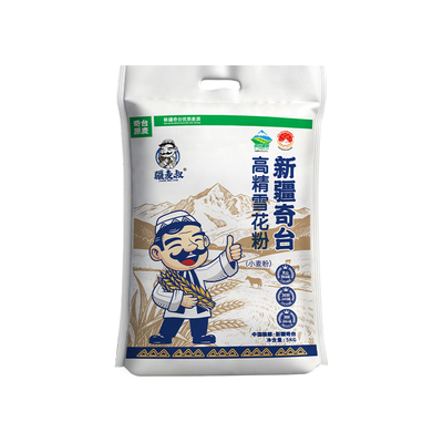 疆麦叔新疆奇台高精雪花面粉优质小麦中高筋包子馒头家庭通用5kg