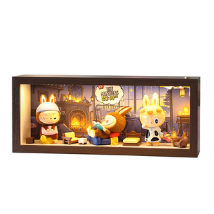 盲盒相框展示盒适配labubu凌晨一点手办收纳框diy造景带灯摆件