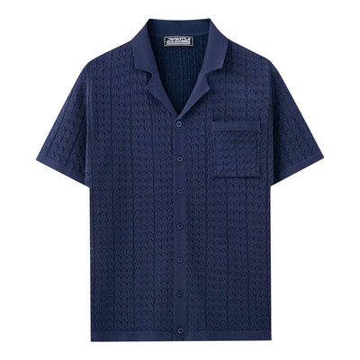 Men's knitted polo shirt2025夏男士纯色短袖针织polo衫开衫上衣
