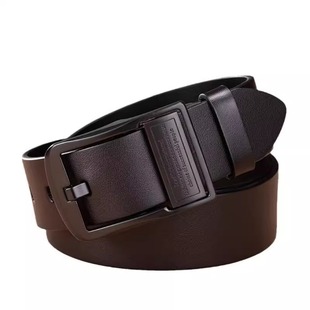 保罗正品男士皮带真牛皮针扣中青年百搭商务休闲裤腰带男加宽头层