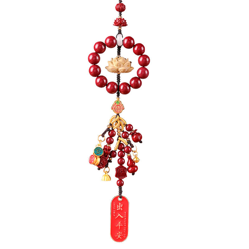 【销量前三】天然朱砂莲花车挂件