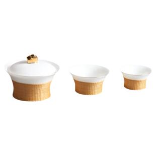 刘氏竹编竹丝扣瓷薄胎锦绣之旅行便携茶具套装四川特色伴手商务礼