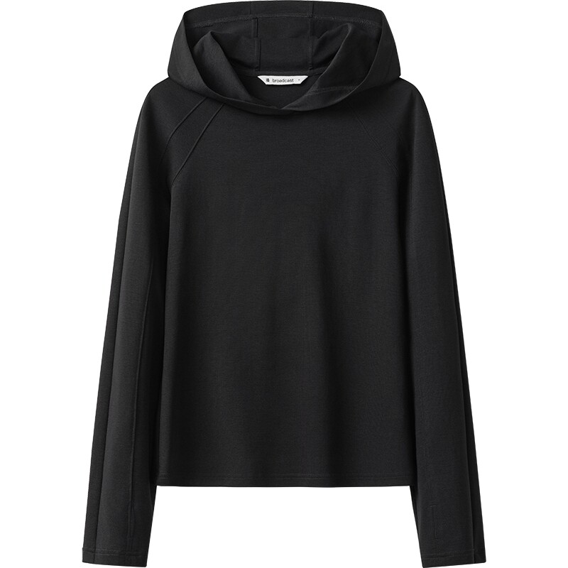 【播奥莱】播冬季黑色连帽卫衣女通勤显瘦内搭BDR4VD3981