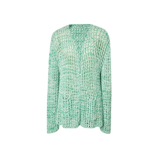 艾诺丝雅诗春新款镂空毛衣慵懒风渔网绿色针织开