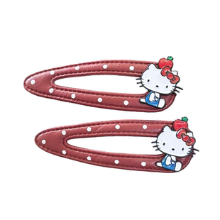 正版hellokitty韩系红色皮质BB夹水滴云朵边夹儿童刘海碎发夹发卡