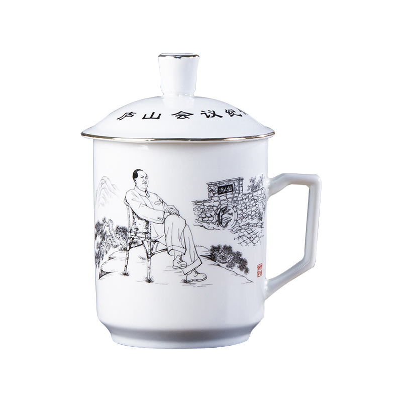 景德鎮(zhèn)陶瓷帶蓋超大號泡茶杯高檔1600毫升大容量霸王杯家用涼水杯