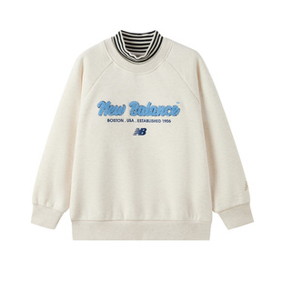 New Balance NB25冬男女童儿童假两件半高领加绒保暖卫衣7ZF4E053