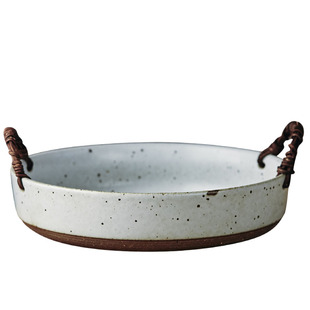 玩物志复古田园水果盘面包篮红烧肉炖菜大碗粗陶日式提篮盘沙拉碗