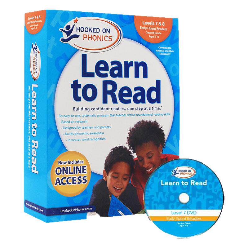 英文原版 自然拼读法Hooked on Phonics Learn to Read 2nd Grade Ages 7-8 Complete 儿童自然拼读教材迷上语音系列附DVD
