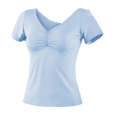 V领天鹅颈显瘦上衣短袖众爱舞苑