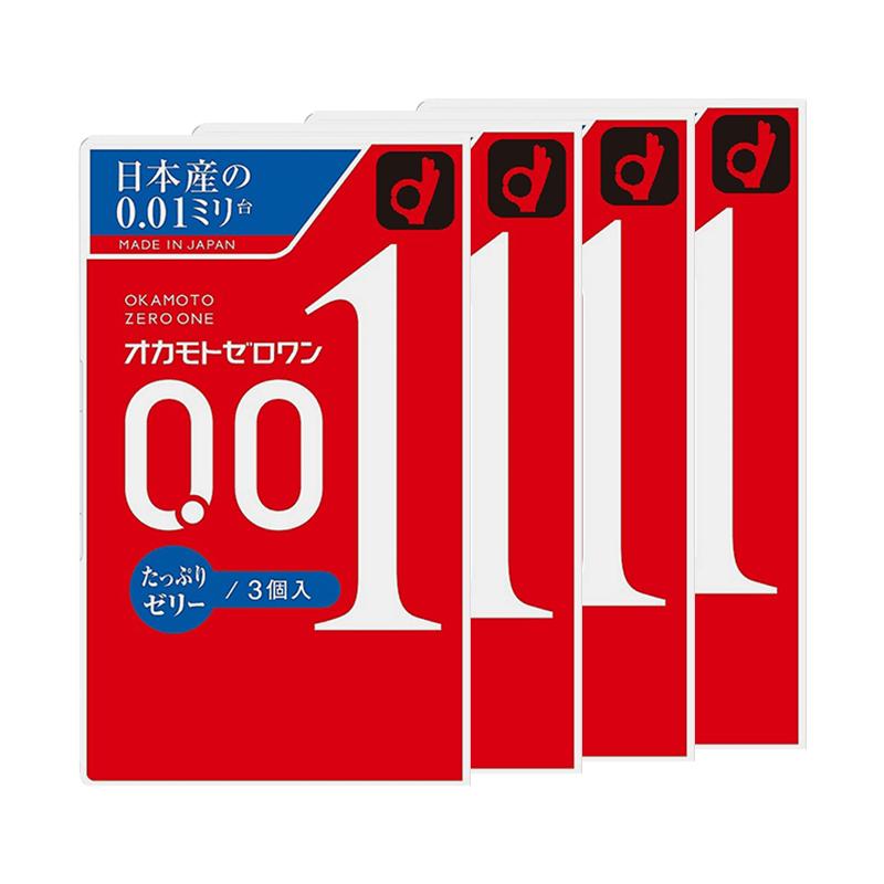 冈本日本原装进口okamoto3只装*4盒200%超强润滑001玻尿酸避孕套