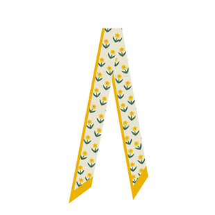 插画师复古水彩手绘植物花卉洋水仙飘带丝带长窄丝巾发带领巾腰带