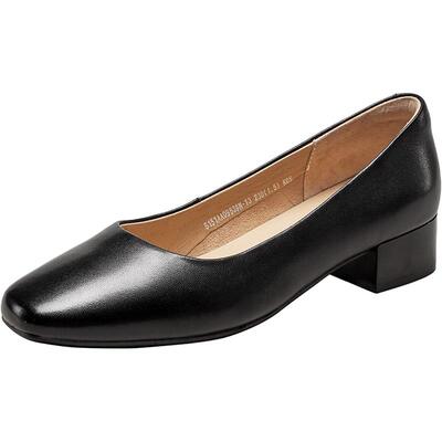 意尔康真皮小皮鞋女2026款春秋通勤粗跟面试浅口高跟鞋单鞋女