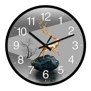 钟表挂钟客厅免打孔家用时尚简约现代表挂墙新款静音准时时钟轻奢