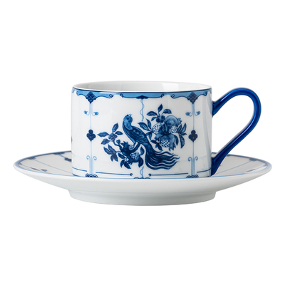 景德镇陶瓷釉中彩青花咖啡杯碟