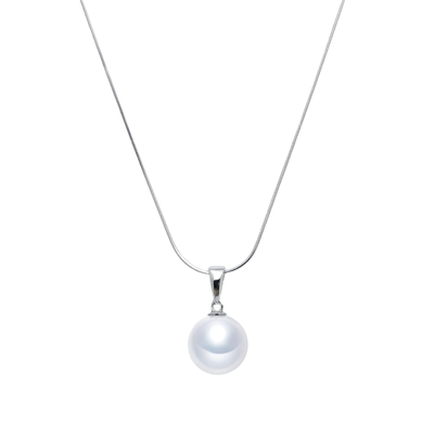 冷光澳白色仿海水珠珍珠纯银项链