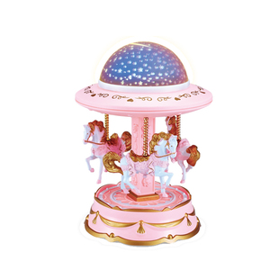 上链发条旋转木马音乐盒八音盒送女生儿童创意生日情人节礼物带灯