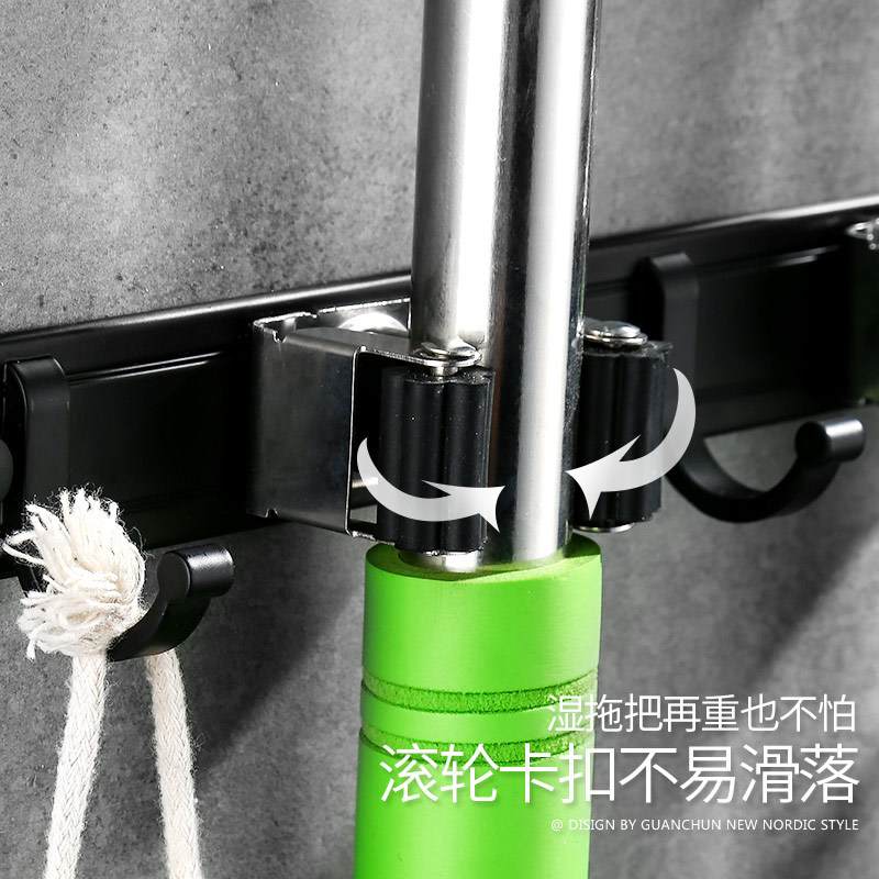 免打孔太空铝挂壁工具挂架墩布阳台扫把架卡座拖把夹挂钩阳台收纳