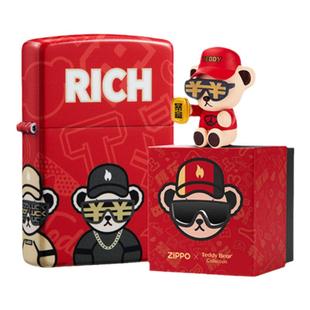 ZIPPO官方旗舰店正品泰迪联名手办防风煤油打火机新年礼物送男友