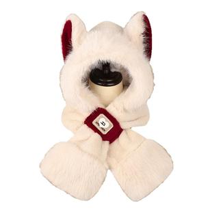 帽子围巾一体毛绒女冬季东北防寒装备加厚哈尔滨旅游新款保暖围脖