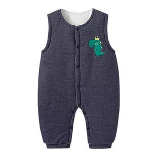 宜爽儿连体衣婴儿冬装棉裤男女宝宝背带裤加厚保暖儿童秋冬季牛仔