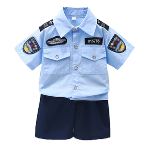 儿童警察套装男童警官服角色扮演交警制服女童警员服装六一演出服