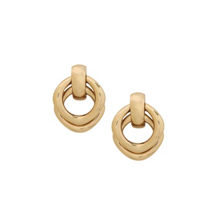 金色灵动金属双圈耳环女轻奢小众设计高级感复古时尚银色耳钉耳饰