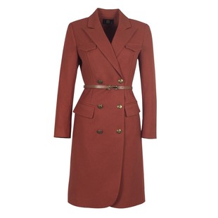 主持人礼服女正式场合西装裙气质修身橘红色连衣裙端庄大气高级感