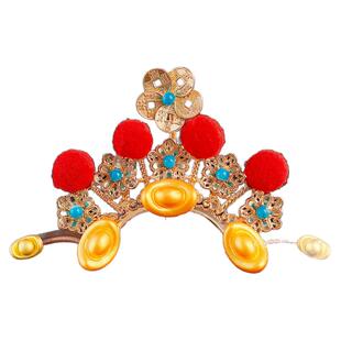 古风汉服气质古装cos小财神妆造手工发饰百搭喜庆毛球发冠配饰女