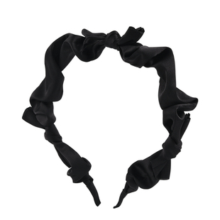 公主落难发箍黑色蝴蝶结女缎面发卡高颅顶2026年新款百搭褶皱头箍