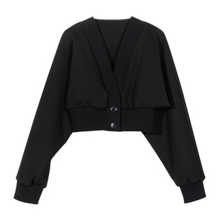 无以幻象 x 陈太太CHENTAITAI 针织罗口长袖收腰短外套