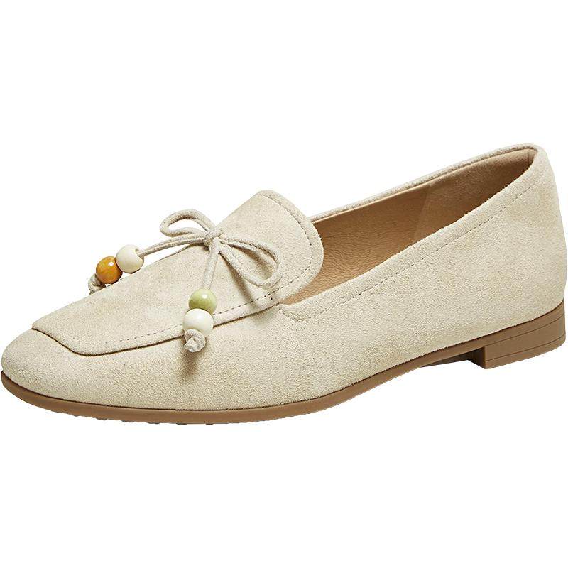 百思图2025秋季新款乐福鞋时尚简约通勤粗跟女单鞋TRW39CA5