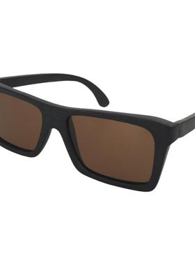 墨镜黑色方形竹制全框偏光太阳镜