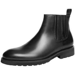 百丽男鞋保暖加绒切尔西靴男士冬款舒适东北棉鞋休闲短靴D9P40DD5