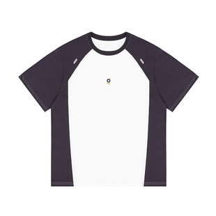 GOOZI MADE  250g重磅撞色插肩袖t恤男夏季美式复古短袖打底上衣