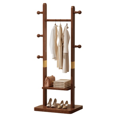 德国轻奢实木衣帽架家用卧室落地
