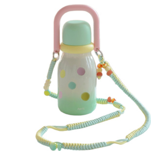 肆月大容量便携保温杯女生杯子高颜值喝水杯子出门斜挎吸管大肚杯