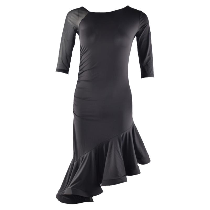 索菲韵拉丁舞服装女成人2019春季新款连衣裙网纱中袖练功服表演服