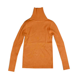 2025秋冬季亮色橙色桔红色橘色百搭高领修身显瘦打底针织衫毛衣女