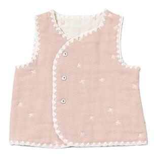 日本10mois星彩六层纱布婴儿马甲春秋薄款外穿可爱纯棉前扣式背心