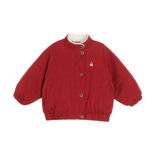 小O爸男婴童 宝宝棉服2026新款红色气质夹棉外套婴儿保暖拜年服