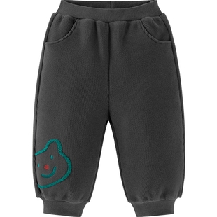 迷你巴拉巴拉男女童摇粒绒裤子婴儿卫裤2025冬季新品宝宝加绒长裤