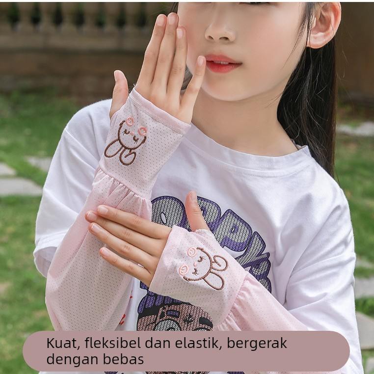 儿童防晒冰袖男童女宝宝薄款户外骑行手套冰丝透气宽松护手臂袖套